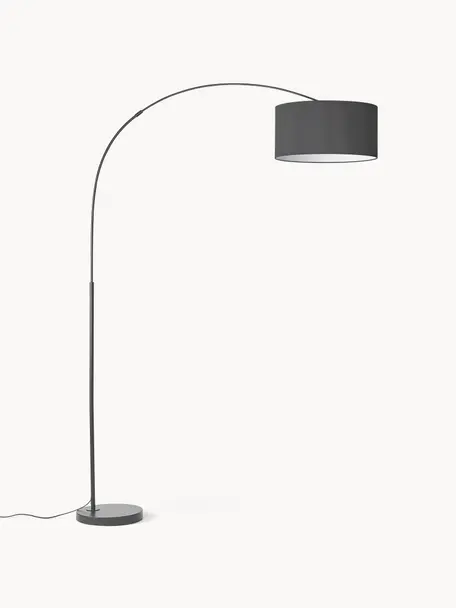 Grosse Bogenlampe Niels, Lampenschirm: Textil, Schwarz, H 218 cm