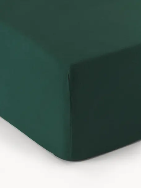Drap-housse en flanelle pour sommier tapissier Biba, Vert foncé, larg. 200 x long. 200 cm, haut. 35 cm
