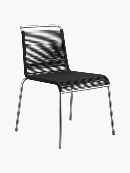 Silla de jardín Teglgård, Asiento: cordón, Estructura: metal recubierto, Marrón claro, plateado, An 58 x F 65 cm