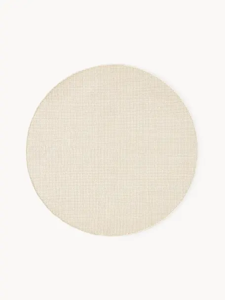 Alfombra artesanal de lana Amaro, Parte superior: 100% lana, Reverso: 100% algodón Las alfombra, Blanco crema, beige, Ø 140 cm (Tamaño M)