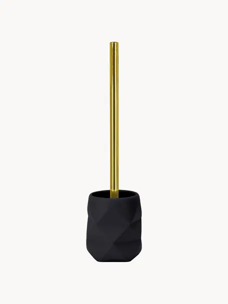 Brosse pour WC Crackle, Noir, couleur dorée, Ø 11 x haut. 39 cm