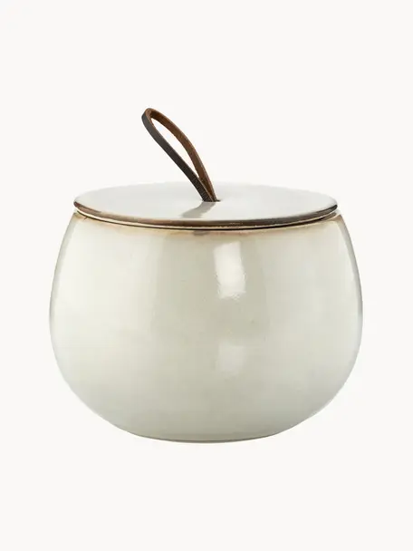 Pot de rangement Amera, Grès cérame, Beige clair, Ø 12 x haut. 8 cm