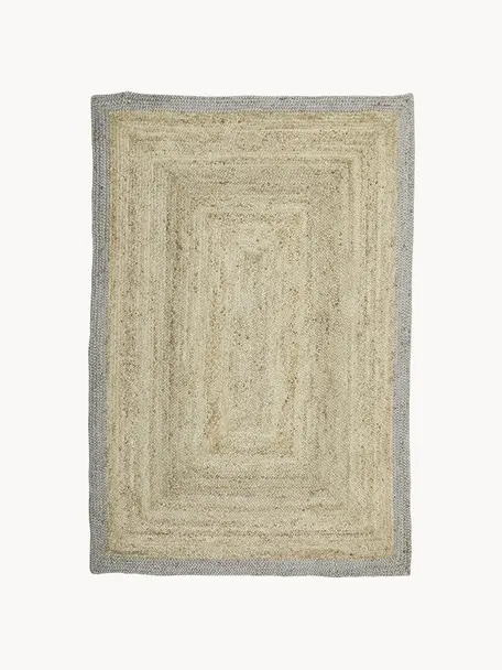 Ręcznie wykonany dywan z juty Shanta, 100% juta, Brązowy, miętowy zielony, S 160 x D 230 cm (Rozmiar M)