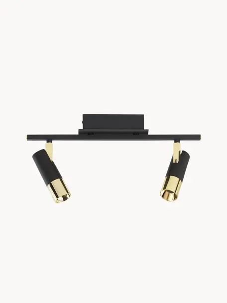 Stropní LED svítidlo Bobby, Černá, zlatá, Š 47 cm, V 13 cm