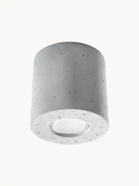 Ručně vyrobené stropní bodové svítidlo z betonu Roda, Beton, Světle šedá, Ø 10 cm, V 10 cm