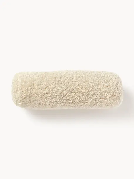 Cuscino per collo in teddy Dotty, Rivestimento: 100% poliestere (teddy), Bianco crema, Ø 17 x Lung. 47 cm
