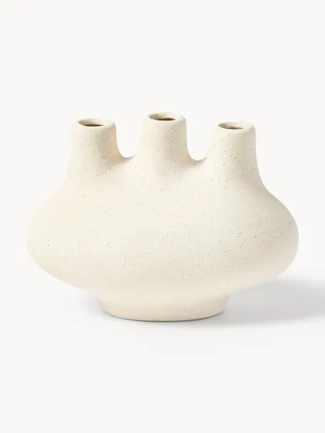 Vaso Koya, alt. 13 cm, Gres, Beige chiaro, Larg. 18 x Alt. 13 cm