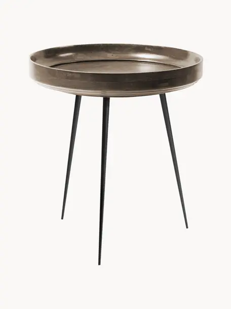 Mesa auxiliar Bol Table, Tablero: madera de mango, teñida y, Patas: acero, pintado en polvo, Gris oscuro, negro, Ø 46 x Al 52 cm