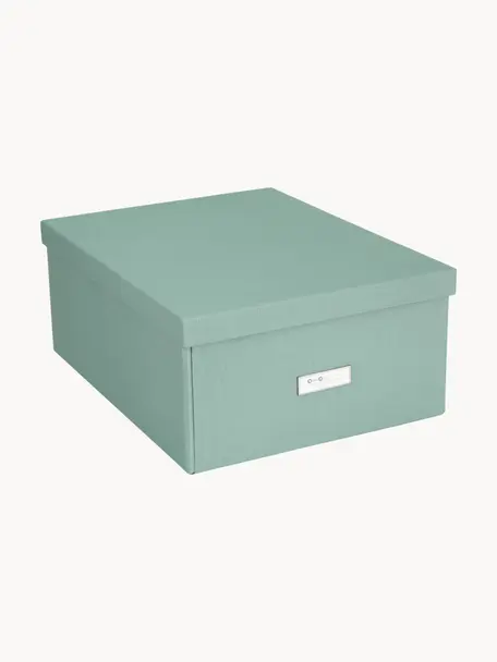 Faltbare Aufbewahrungsbox Katrin, B 35 x T 45 cm, Canvas, fester Karton, Salbeigrün, B 35 x T 45 cm