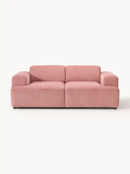 Cord-Sofa Melva (2-Sitzer), Bezug: Cord (92% Polyester, 8% P, Gestell: Massives Kiefernholz, Spa, Cord Altrosa, B 198 x T 101 cm