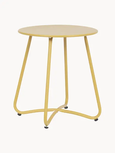 Kulatý zahradní konferenční stolek Wissant, Potažený kov, Okrová, Ø 40 cm, V 45 cm