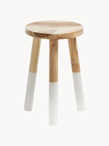 Dřevěná stolička ve skandinávském stylu Brocsy, Lakované přírodní dřevo, Přírodní dřevo, bílá, Š 30 cm, V 44 cm