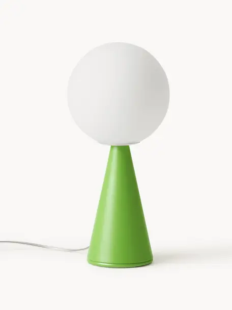 Petite lampe à poser artisanale Bilia, Blanc, vert, Ø 12 x haut. 26 cm