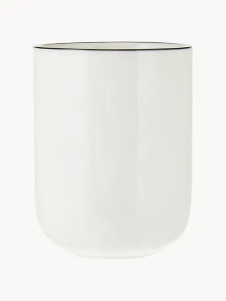 Porcelánové šálky Facile, 2 ks, Vysoce kvalitní tvrdý porcelán (cca 50 % kaolinu, 25 % křemene a 25 % živce), Tlumeně bílá s černým okrajem, Ø 8 cm, V 10 cm, 350 ml