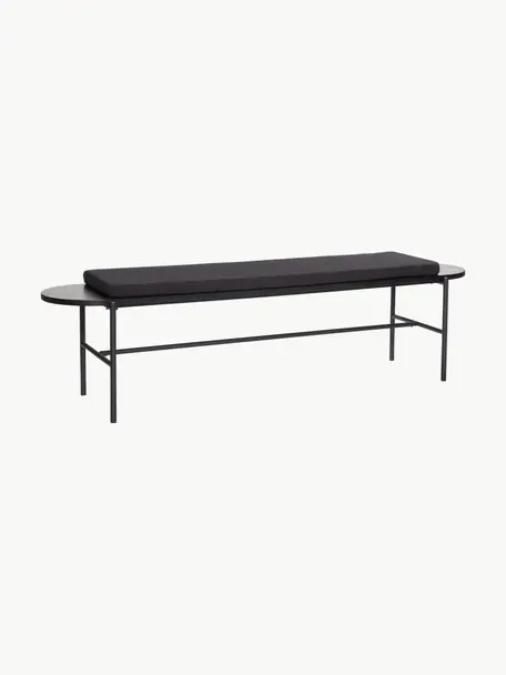 Banc Norm, Tissu noir, noir, larg. 180 x haut. 45 cm