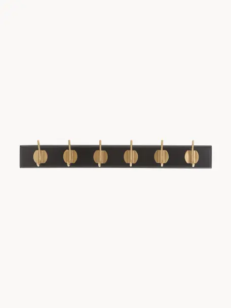 Perchero de pared de madera Edgy, Barra: tablero de fibras de dens, Negro, dorado, An 60 x Al 7 cm