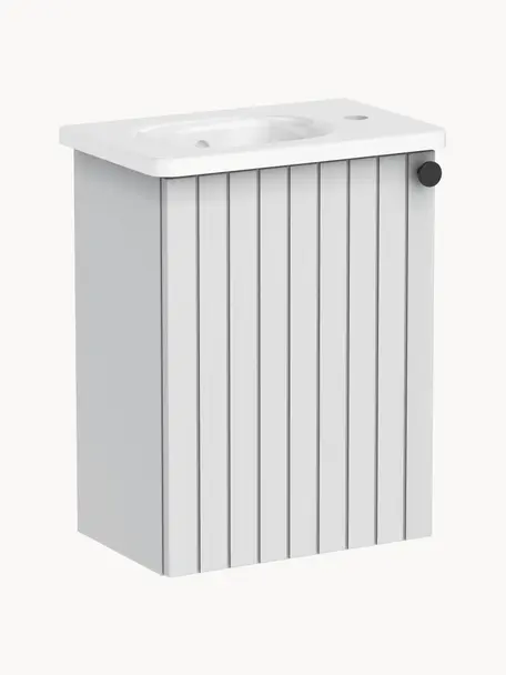 Lavabo con mobiletto Emil, larg. 45 cm, sinistra, Maniglie: metallo rivestito, Grigio chiaro, Larg. 45 x Alt. 58 cm