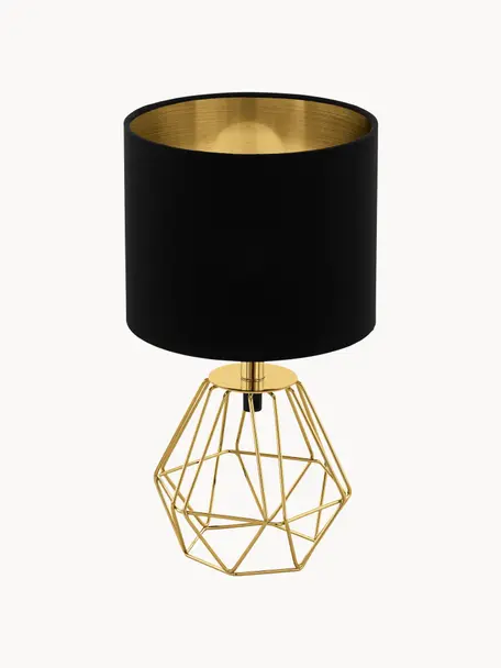 Klein nachtlampje Phil-goudkleur, Lampvoet: vermessingd metaal, Zwart, goudkleurig, Ø 17 x H 31 cm