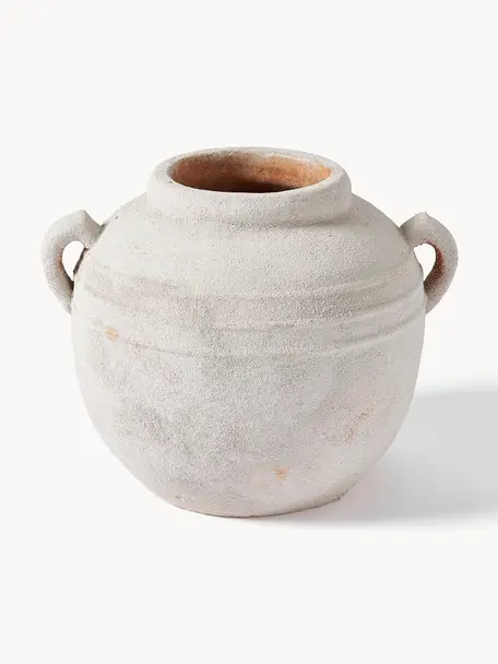 Vase à poser au sol Leana, Terracotta, Blanc crème, Ø 33 x haut. 31 cm