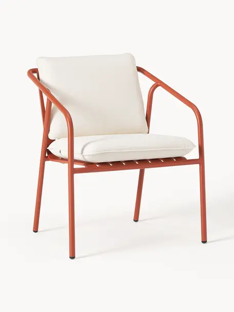 Zahradní židle s područkami Caio, Tlumeně bílá, terakotová, Š 69 cm, V 60 cm