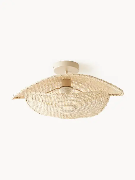 Plafonnier en rotin Senja, Beige, larg. 50 x haut. 23 cm