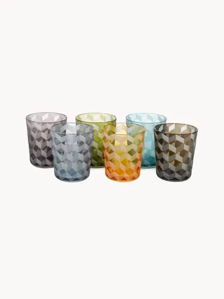 Verres à eau Blocks, 6 élém., Verre, Multicolore, Ø 9 x haut. 10 cm