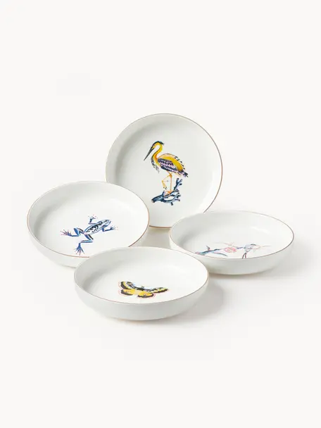 Súprava tanierov na cestoviny Flamboyant, 4 diely, Porcelán, Viacfarebné so zlatým lemom, Ø 21 x V 4 cm