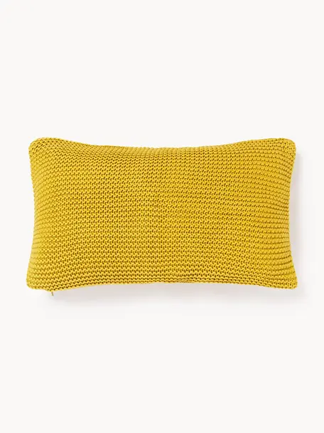 Dzianinowa poszewka na poduszkę z bawełny organicznej  Adalyn, 100% bawełna organiczna, certyfikat GOTS, Żółty, S 30 x D 50 cm