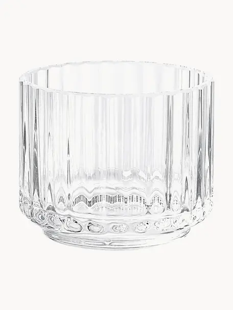 Photophore en verre soufflé bouche strié Lyngby, Verre, Transparent, Ø 7 x haut. 6 cm