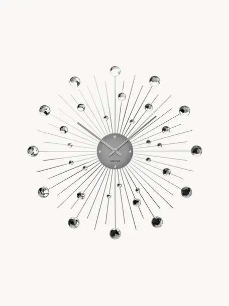 Wanduhr Sunburst, Metall, beschichtet, Silberfarben, Ø 50 cm