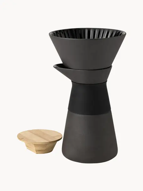 Koffiezetapparaat Theo, Deksel: bamboehout, Zwart, 600 ml