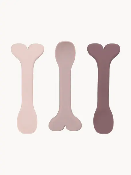 Kinder-Löffel Wally, 3er-Set, 100 % Silikon, Hellrosa, Altrosa, Mauve, L 11 cm