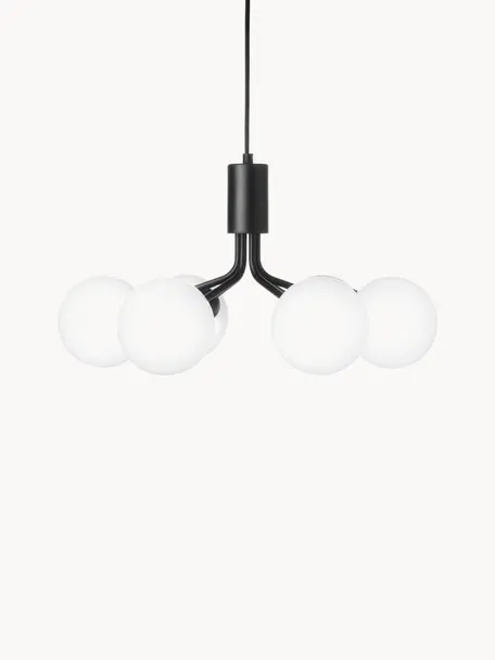 Lampada a sospensione con sfere di vetro Apiales, Paralume: vetro, Nero, bianco, Ø 50 x Alt. 26 cm