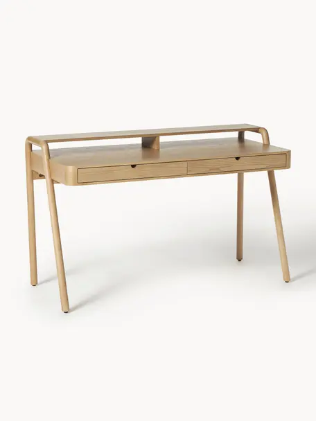Psací stůl z jasanového dřeva Evrak, Světlé jasanové dřevo, Š 139 cm, H 65 cm