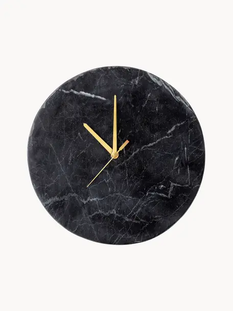 Reloj de pared Jamin, Mármol, Negro, Ø 26 cm