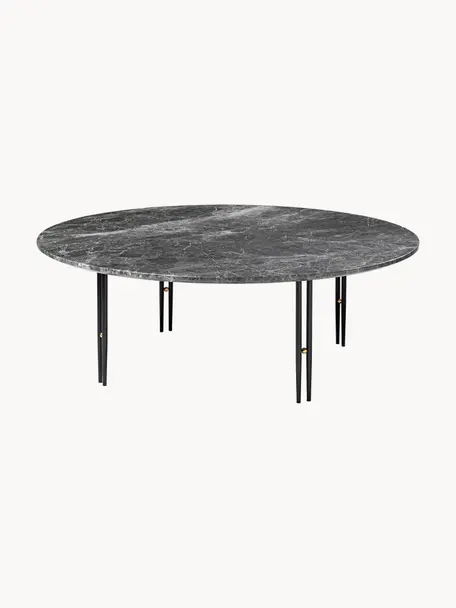 Kulatý mramorový konferenční stolek IOI, Ø 100 cm, Mramorovaná tmavě šedá, černá, Ø 100 cm