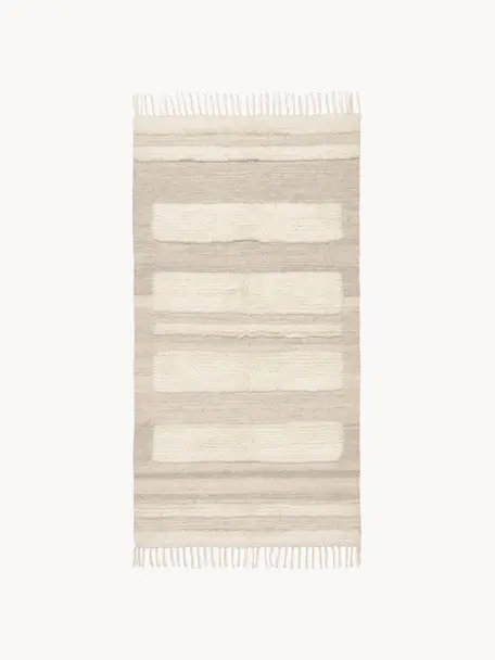 Alfombra artesanal de lana texturizada Anica, Gris pardo, beige, An 80 x L 150 cm (Tamaño XS)