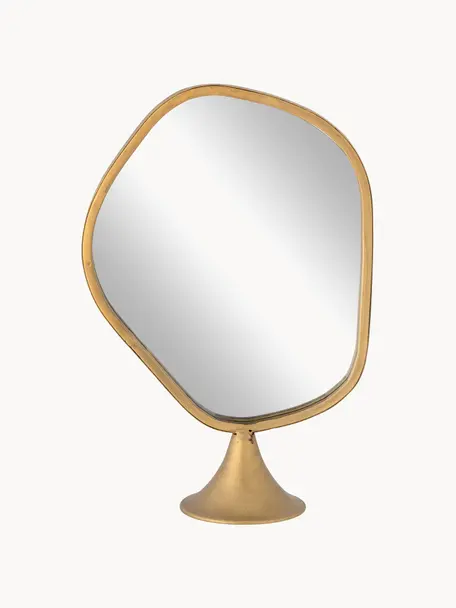 Specchio cosmetico dalla forma organica Ania, Struttura: ferro rivestito, Superficie dello specchio: lastra di vetro, Dorato, Larg. 25 x Alt. 37 cm