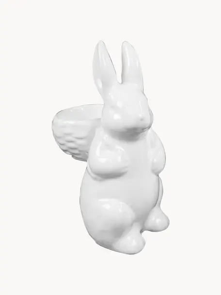 Figuras decorativas conejos de porcelana Osterhasen, 2 uds., Porcelana, Blanco, An 5 x Al 13 cm