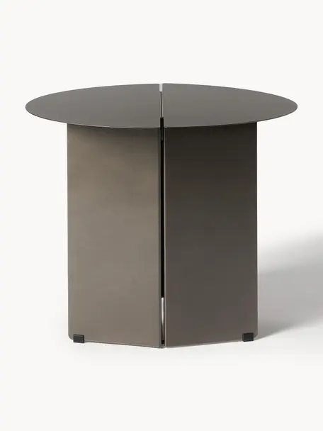 Tavolino rotondo con finitura anticata Oru, Acciaio inossidabile verniciato a polvere, Antracite con finitura antica, Ø 50 x Alt. 40 cm