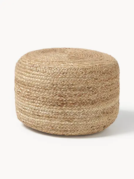 Handgefertigter Pouf Bono aus Jute, Bezug: Jute, Beige, Ø 50 x H 36 cm