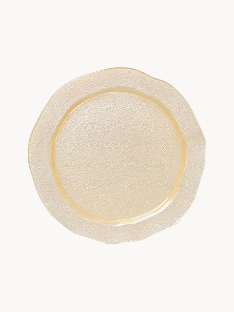 Glazen dinerborden Vanilla in goudkleurig, 6 stuks, Glas, Goudkleurig, Ø 28 x H 2 cm