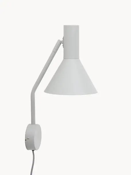 Applique di design orientabile Lyss, Lampada: metallo rivestito, Grigio chiaro, Prof. 18 x Alt. 42 cm