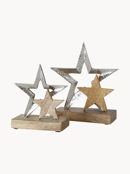 Étoiles décoratifs à poser Banja, 2 élém., Couleur argentée, beige, Lot de différentes tailles