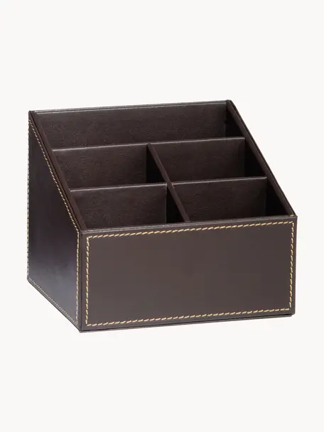 Organiseur bureau en cuir synthétique Storage, Brun, larg. 14 x haut. 13 cm