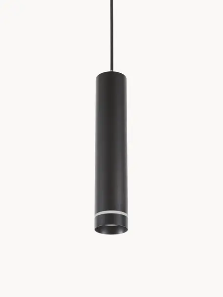 Kleine hanglamp Esca, Lampenkap: gecoat aluminium, Diffuser: acrylglas, Zwart, Ø 6 x H 30 cm