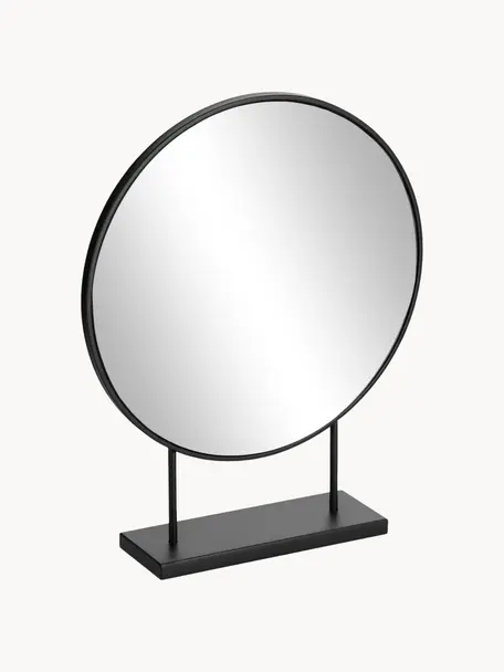 Specchio da terra rotondo decorativo Libia, Cornice: metallo rivestito, Superficie dello specchio: lastra di vetro, Nero, Larg. 36 x Alt. 45 cm