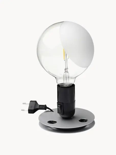 Lámpara de mesa pequeña Lampadina, Pantalla: vidrio, Estructura: plástico, metal recubiert, Cable: plástico, Negro, Ø 15 x Al 25 cm