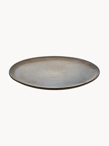 Mělké talíře z kameniny Raw, 6 ks, Kamenina, Hnědá, Ø 28 cm