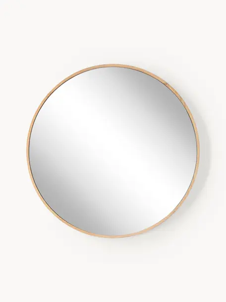 Okrúhle nástenné zrkadlo s dreveným rámom Avery, Dubové drevo, Ø 55 x H 2 cm
